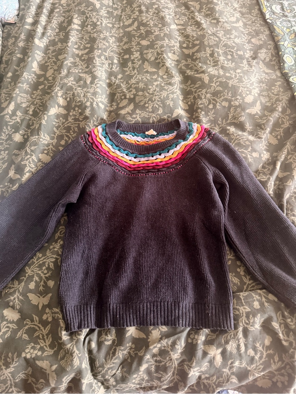Women’s grey MOTH by Anthropologie Sweater with Multicolor Yoke - Picture 2 of 4
